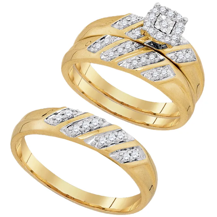 10kt Yellow Gold His Hers Round Diamond Solitaire Matching Bridal Wedding Ring Band Set 14 Cttw mayamila Rings 10kt Yellow Gold His Hers Round Diamond Solitaire Matching Bridal Wedding Ring Band Set 14 Cttw mayamila Rings