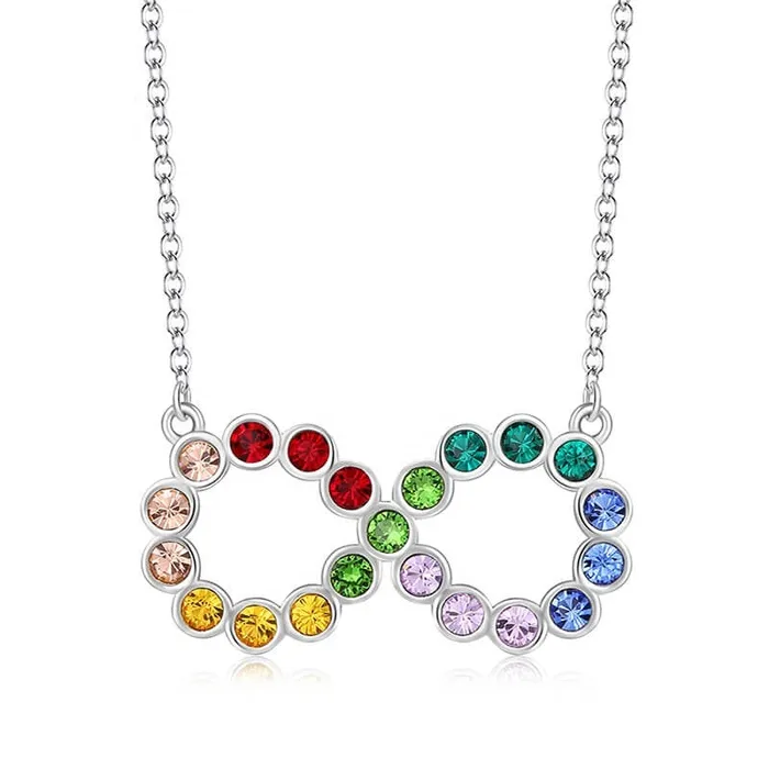 Colorful Infinity Swarovski Crystal Silver Necklace Mystic Flavia Necklaces