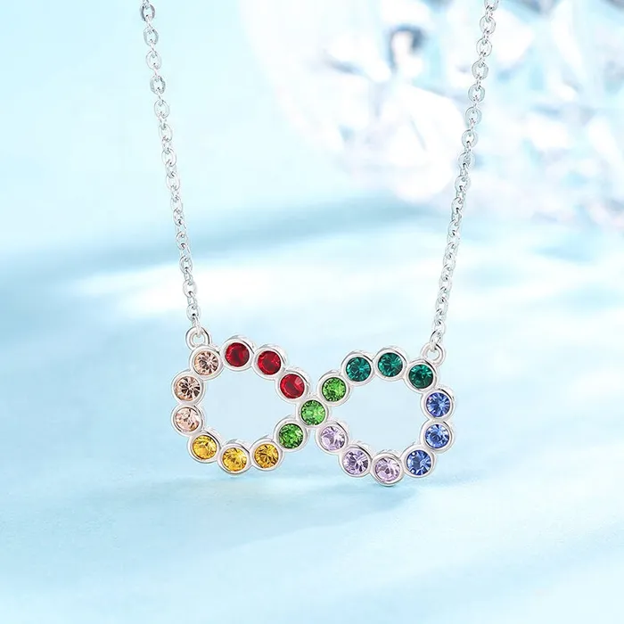 Colorful Infinity Swarovski Crystal Silver Necklace Mystic Flavia Necklaces