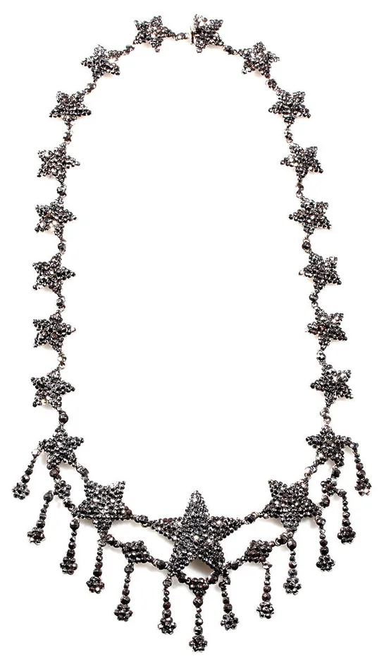 Necklaces Bell Bird Antiques 19th Century Cut Steel Star Necklace Necklaces Bell Bird Antiques 19th Century Cut Steel Star Necklace