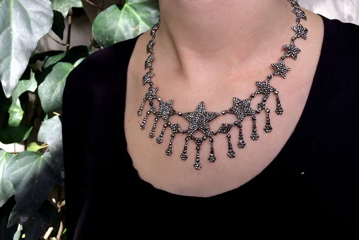 Necklaces Bell Bird Antiques 19th Century Cut Steel Star Necklace Necklaces Bell Bird Antiques 19th Century Cut Steel Star Necklace