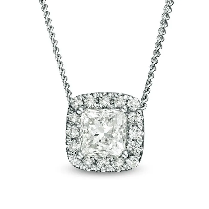 033 CT TW PrincessCut Natural Diamond Frame Pendant in 14K White Gold Goldia Necklaces 033 CT TW PrincessCut Natural Diamond Frame Pendant in 14K White Gold Goldia Necklaces