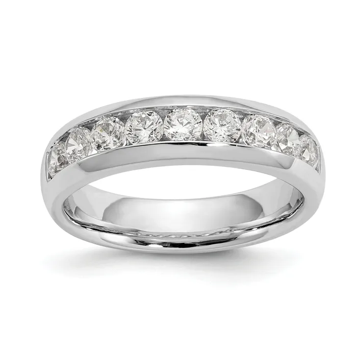 090ct CZ Solid Real 14K White Gold 9Stone Channel Wedding Band Ring Goldia Rings 090ct CZ Solid Real 14K White Gold 9Stone Channel Wedding Band Ring Goldia Rings