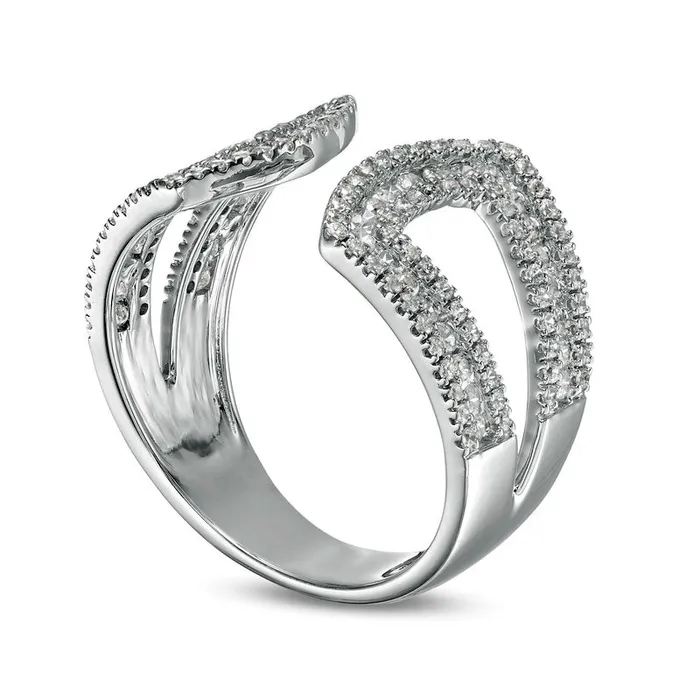 10 CT TW Natural Diamond Angular Open Ring in Solid 10K White Gold Goldia Rings 10 CT TW Natural Diamond Angular Open Ring in Solid 10K White Gold Goldia Rings