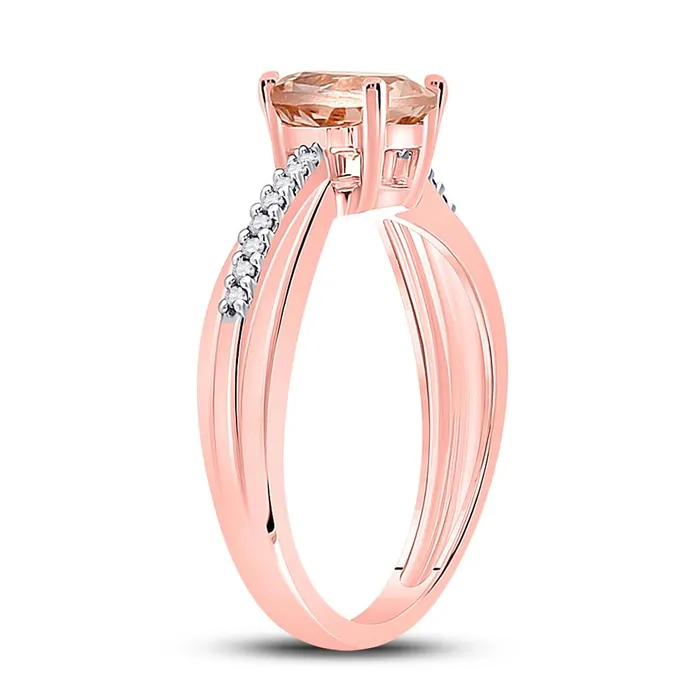 10k Rose Gold Round Morganite Diamond Solitaire Ring 78 Cttw gndatlanta Rings