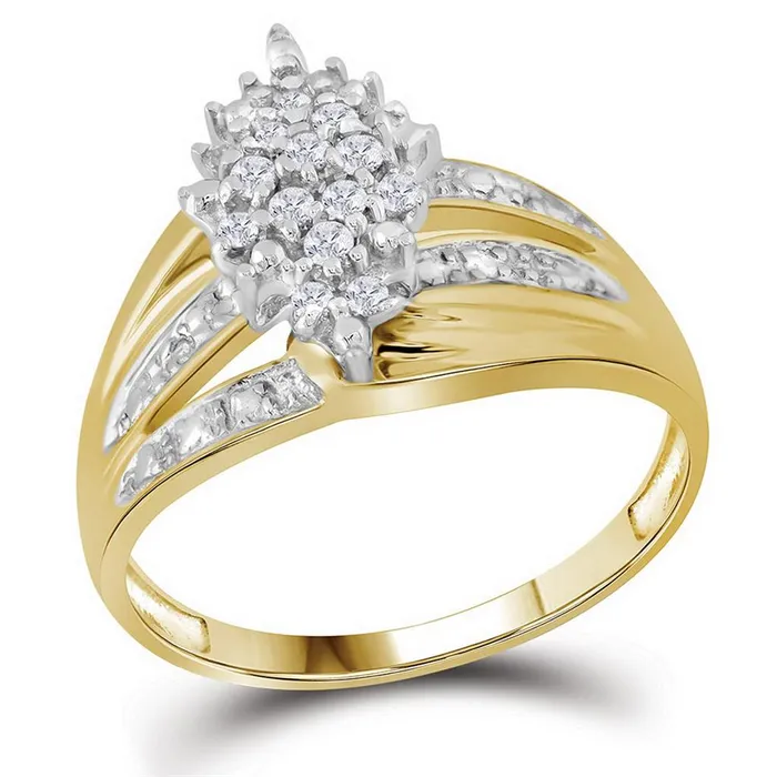 10k Yellow Gold Round Prongset Diamond Oval Cluster Ring 15 Cttw gndatlanta Rings 10k Yellow Gold Round Prongset Diamond Oval Cluster Ring 15 Cttw gndatlanta Rings