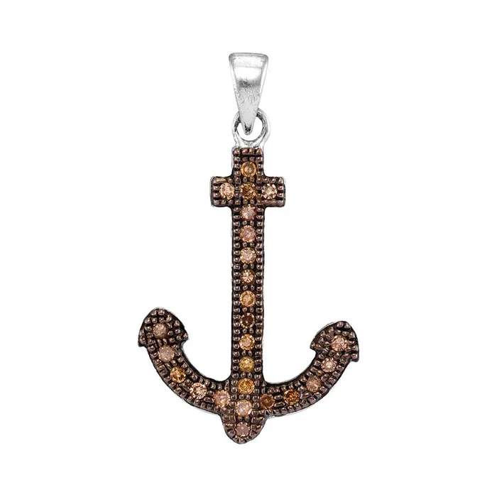 10kWhite Gold Brown Diamond Anchor Nautical Pendant 15 Cttw gndatlanta Necklaces 10kWhite Gold Brown Diamond Anchor Nautical Pendant 15 Cttw gndatlanta Necklaces