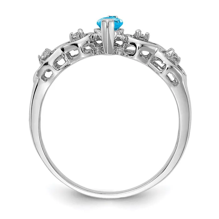 14k White Gold 6x3mm Marquise Blue Topaz A Real Diamond ring Goldia Rings