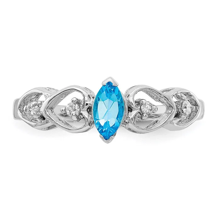 14k White Gold 6x3mm Marquise Blue Topaz A Real Diamond ring Goldia Rings