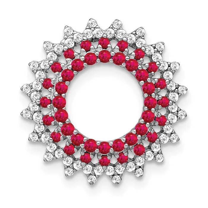 14k White Gold Ruby and Real Diamond Sunburst Chain Slide Goldia Necklaces 14k White Gold Ruby and Real Diamond Sunburst Chain Slide Goldia Necklaces