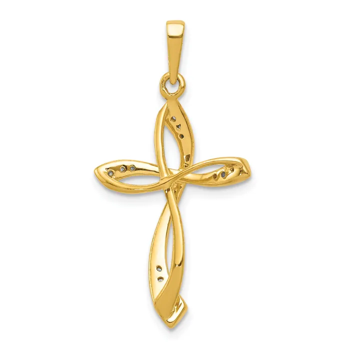 14k Yellow Gold 115 Ct Lab Grown Diamond VSSI G Cross Pendant Goldia Necklaces