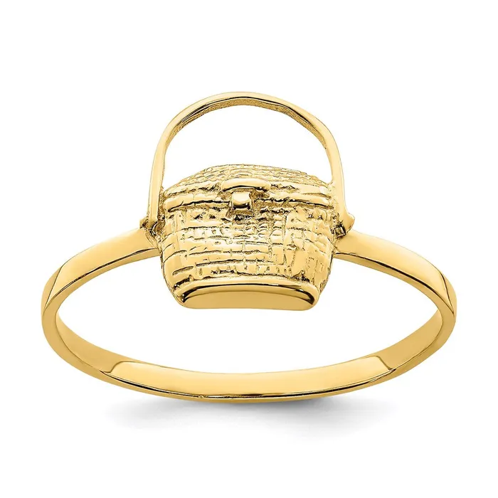 14K Yellow Gold 2D Nantucket Basket Ring Goldia Rings
