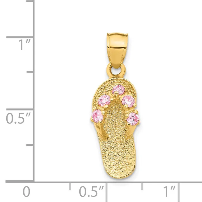 14k Yellow Gold 3D OctoberCZ Birthstone Flip Flop Pendant Goldia PreStyled Sets