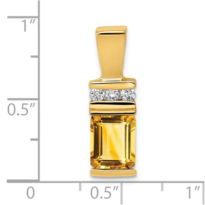 14k Yellow Gold 8x6mm Emerald Cut Citrine AA Diamond Slide Goldia Earrings