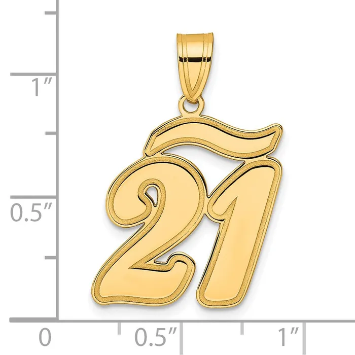 14k Yellow Gold Brushed Border Script Number 21 Pendant Goldia PreStyled Sets