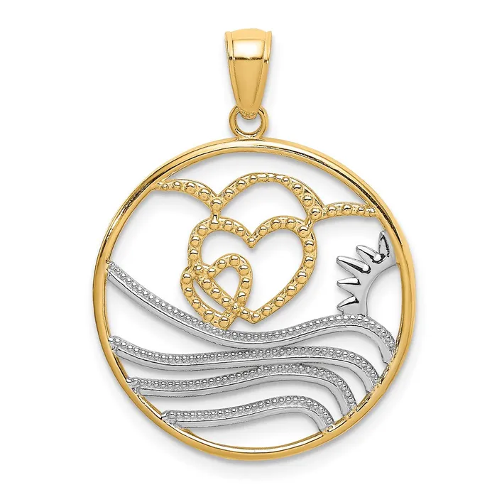 14k Yellow u0026 Rhodium Gold wRhodium Sun Hearts Water Circle Charm Goldia Charm Necklaces 14k Yellow u0026 Rhodium Gold wRhodium Sun Hearts Water Circle Charm Goldia Charm Necklaces