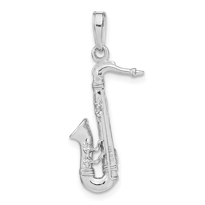 Charm Necklaces Goldia 14k White Gold Solid Polished 3D Saxophone Charm