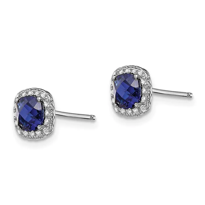 Earrings Goldia Sterling Silver Rhodplated Created BlueWhite Sapphire Post Earrings