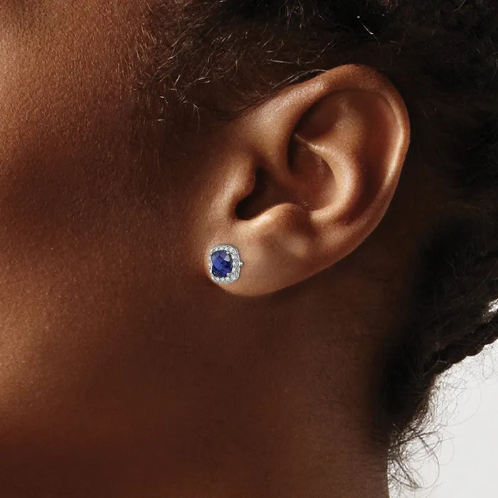 Earrings Goldia Sterling Silver Rhodplated Created BlueWhite Sapphire Post Earrings
