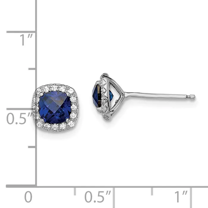 Earrings Goldia Sterling Silver Rhodplated Created BlueWhite Sapphire Post Earrings