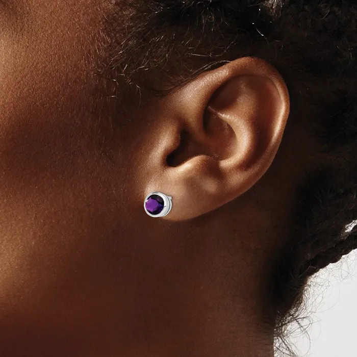 Earrings Goldia Sterling Silver Rhodiumplated Amethyst Post Earrings