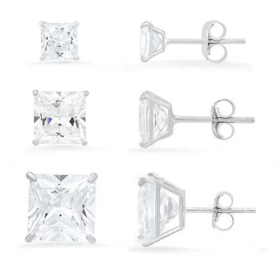 Earrings JMS always Original Kylie Harper Sterling Silver Set of 3 Princesscut Cubic Zirconia CZ Earring Set Earrings JMS always Original Kylie Harper Sterling Silver Set of 3 Princesscut Cubic Zirconia CZ Earring Set