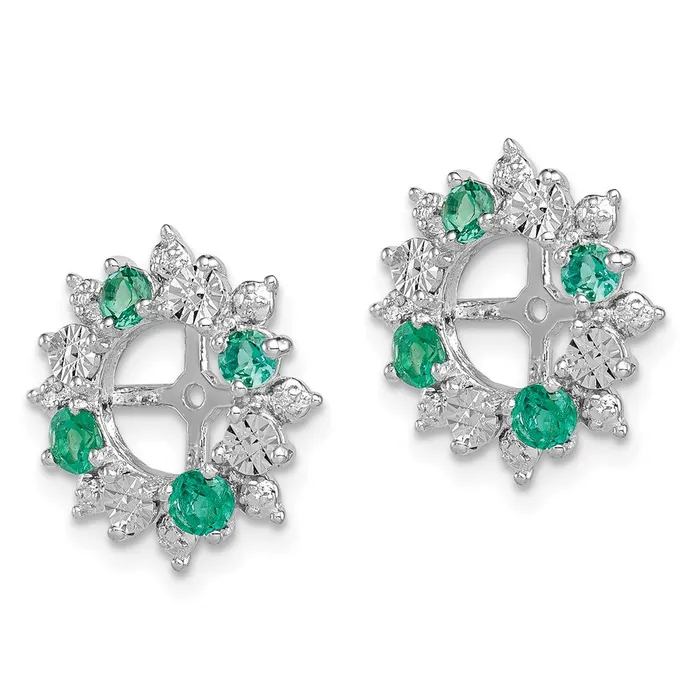 Earrings Sterling Silver Rhodium Created Emerald Earring Jacket Goldia