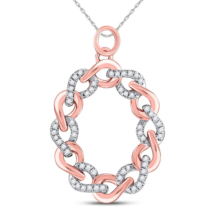 gndatlanta Necklaces 10k Rose Gold Round Diamond Link Oval Pendant 18 Cttw gndatlanta Necklaces 10k Rose Gold Round Diamond Link Oval Pendant 18 Cttw