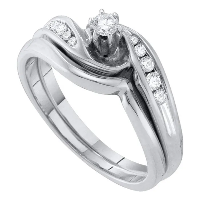 gndatlanta Rings 14k White Gold Round Diamond Solitaire Bridal Wedding Ring Set 14 Cttw gndatlanta Rings 14k White Gold Round Diamond Solitaire Bridal Wedding Ring Set 14 Cttw