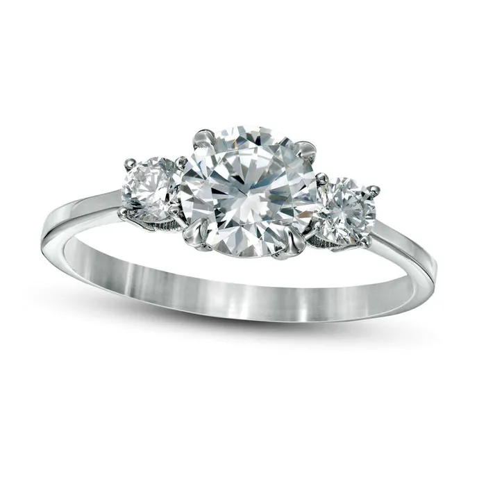 Goldia 125 CT TW Natural Diamond Three Stone Engagement Ring in Solid 14K White Gold Rings Goldia 125 CT TW Natural Diamond Three Stone Engagement Ring in Solid 14K White Gold Rings