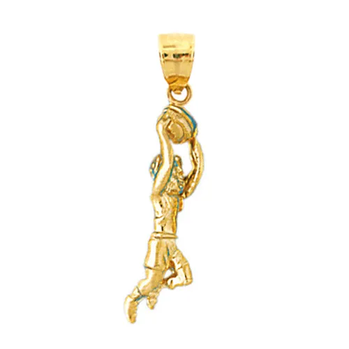 Goldia 14K Gold 3D Basketball Boy Charm Charm Necklaces