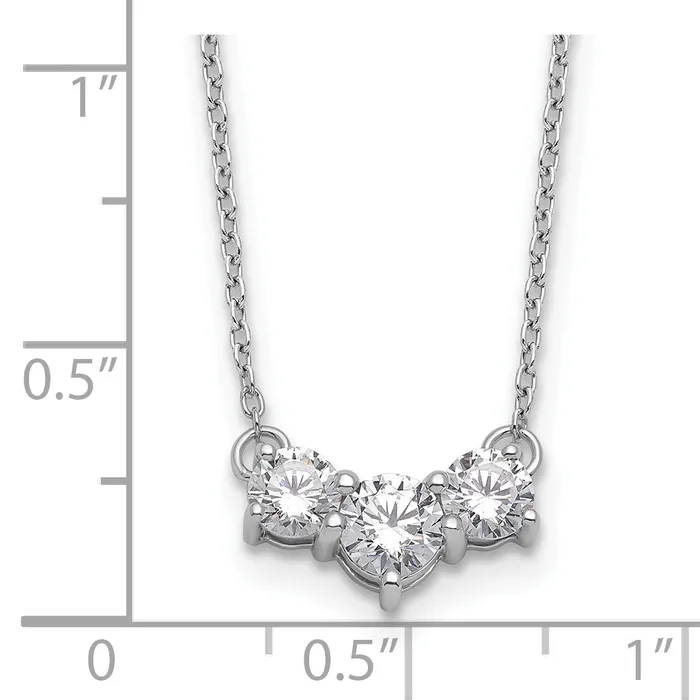 Goldia 14k White Gold 1 Ct Lab Grown Diamond VSSI G 18 inch Three Stone Necklace Necklaces