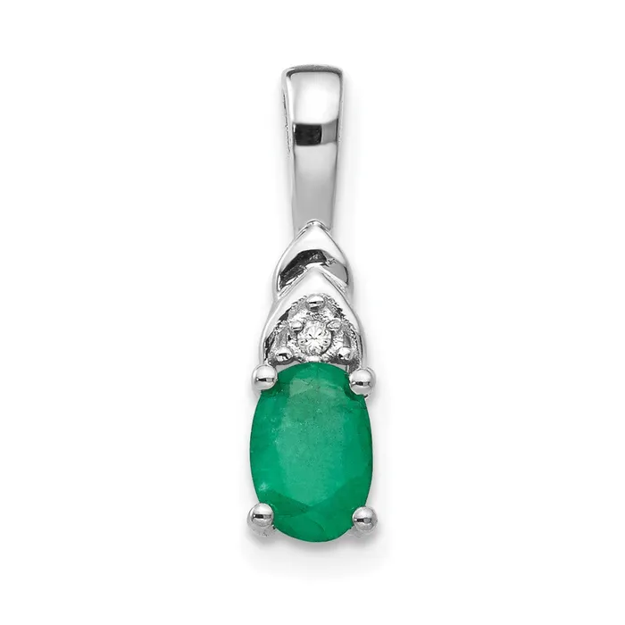 Goldia 14k White Gold Emerald and Diamond Pendant Necklaces