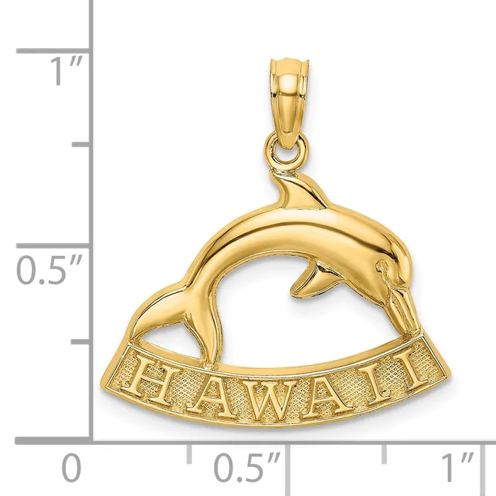 Goldia 14k Yellow Gold HAWAII Dolphin Charm Charm Necklaces
