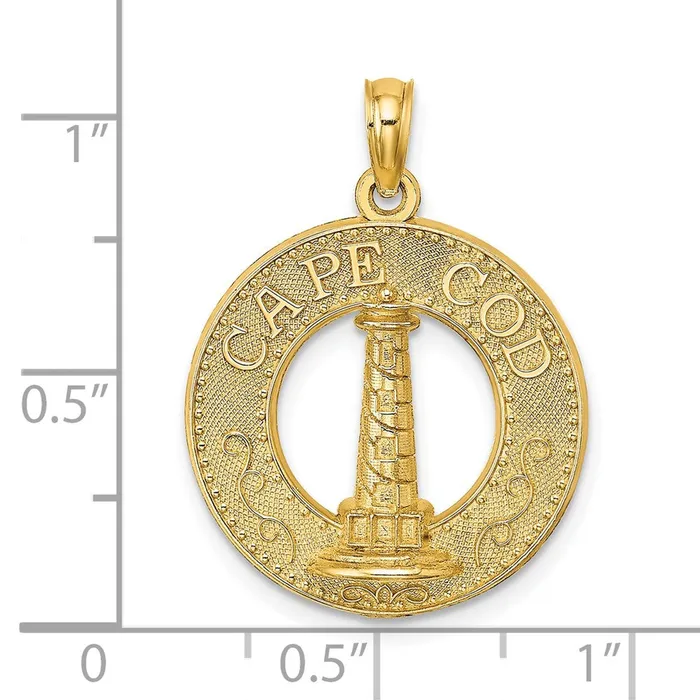 Goldia Charm Necklaces 14k Yellow Gold CAPE COD Lighthouse Charm