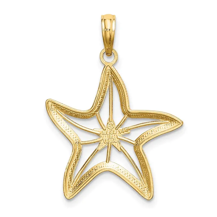Goldia Charm Necklaces 14k Yellow u0026 Rhodium Gold with White Rhodium Diamondcut Starfish W Star Charm