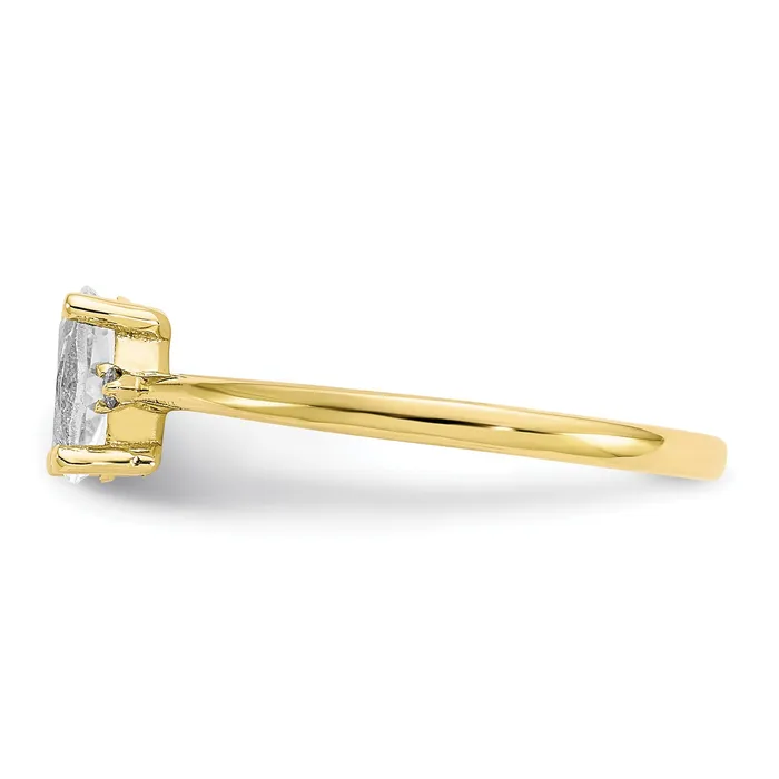 Goldiacom 10k Yellow Gold Polished Geniune Diamond and White Topaz Birthstone Ring Rings