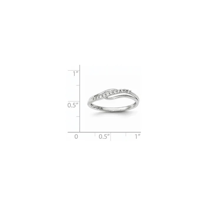 Goldiacom Rings 14kt White Gold Polished Fancy Wave Real Diamond Ring