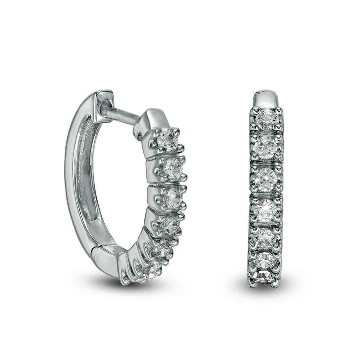 Goldia Earrings 025 CT TW Diamond Huggie Hoop Earrings in 14K White Gold Goldia Earrings 025 CT TW Diamond Huggie Hoop Earrings in 14K White Gold
