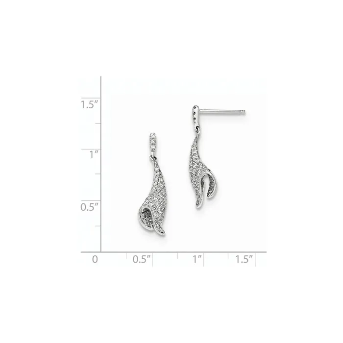 Goldia Earrings 14k White Gold Real Diamond Pav Post Dangle Earrings