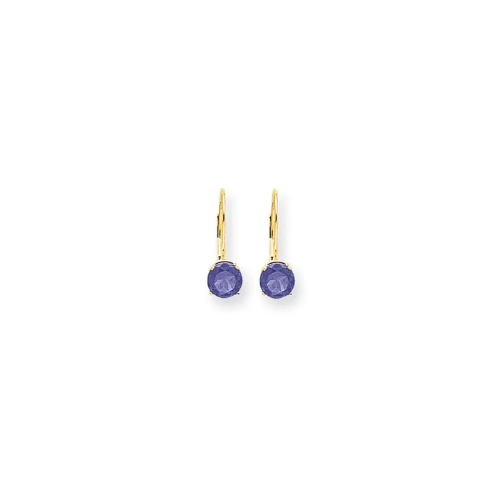 Goldia Earrings 14k Yellow Gold 6mm Tanzanite leverback earring