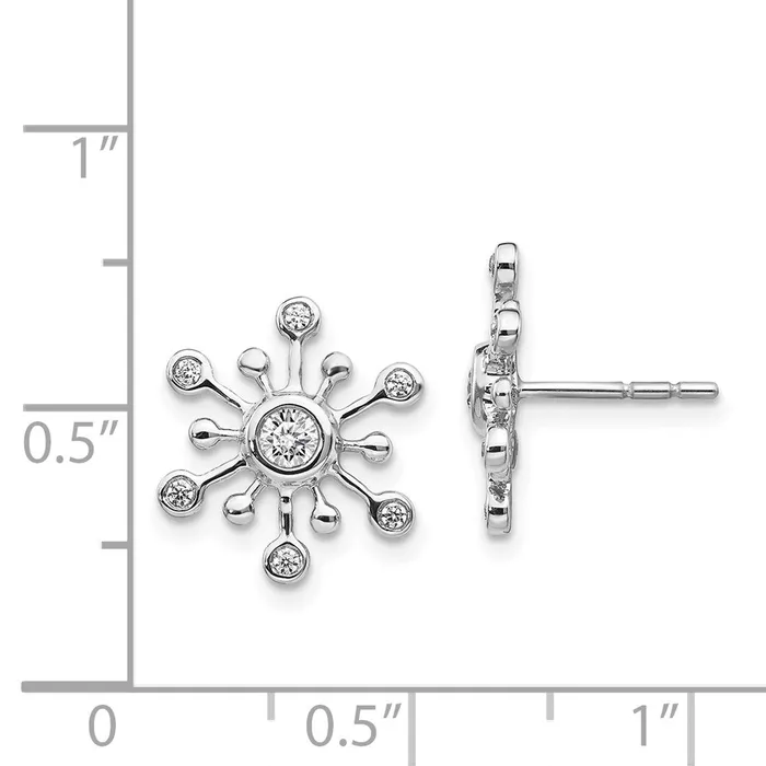 Goldia Earrings Solid 14k White Gold Simulated CZ SnowflaKe Earrings