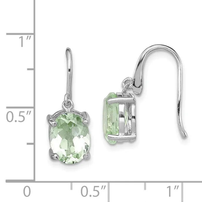 Goldia Earrings Sterling Silver Rhodium Green Quartz Wire Earrings