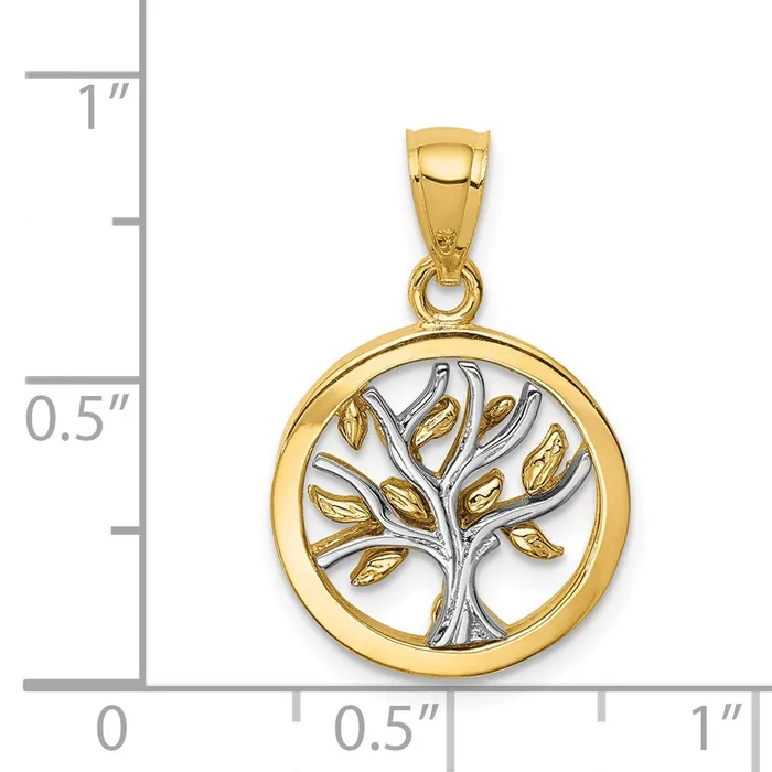 Goldia Necklaces 14k Twotone Gold Polished Tree of Life Pendant