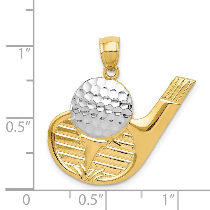 Goldia Necklaces 14k Yellow Rhodium Gold and Rhodium Golf Pendant