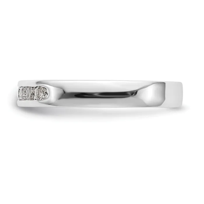 Goldia Rings 027ct CZ Solid Real 14K White Gold 7Stone Channel Wedding Band Ring