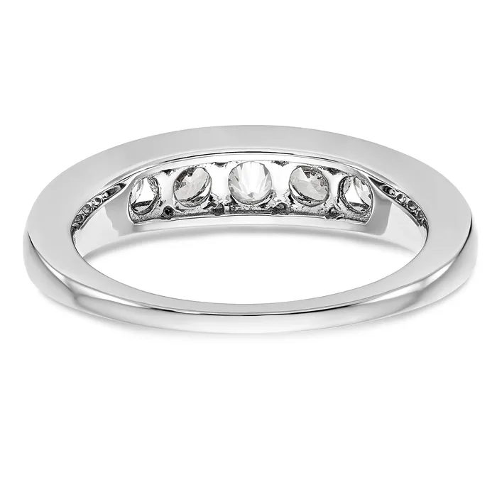 Goldia Rings 075ct CZ Solid Real 14K White Gold 5Stone Channel Wedding Band Ring