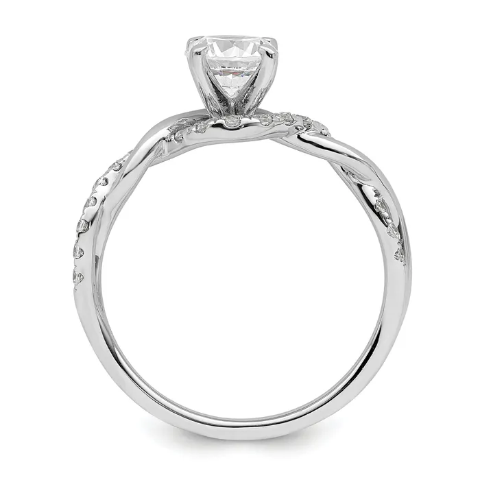 Goldia Rings 075ct CZ Solid Real 14k White Gold Round ByPass Engage Ring