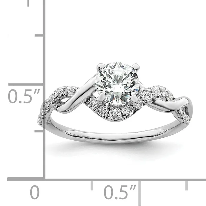 Goldia Rings 075ct CZ Solid Real 14k White Gold Round ByPass Engage Ring