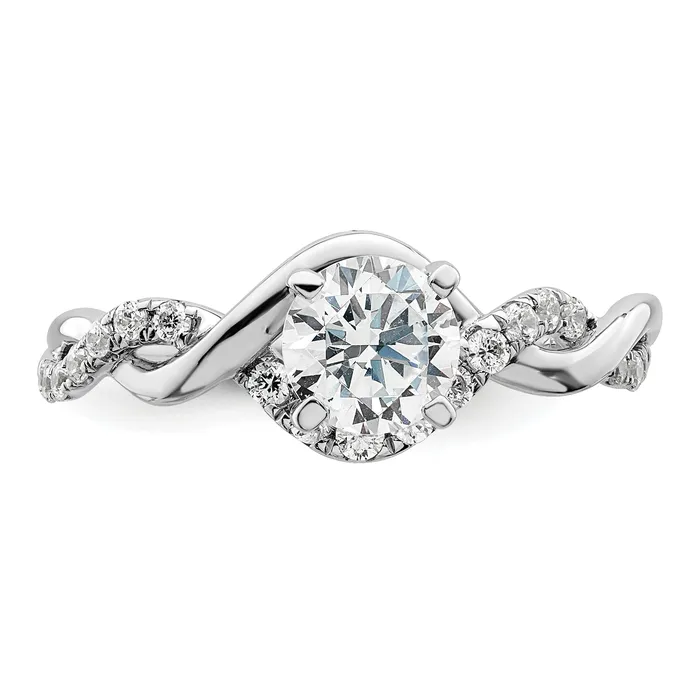 Goldia Rings 075ct CZ Solid Real 14k White Gold Round ByPass Engage Ring